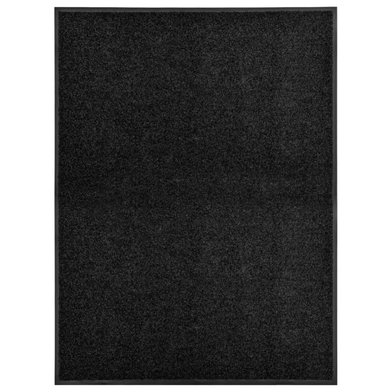 Produktbild för Dörrmatta tvättbar svart 90x120 cm