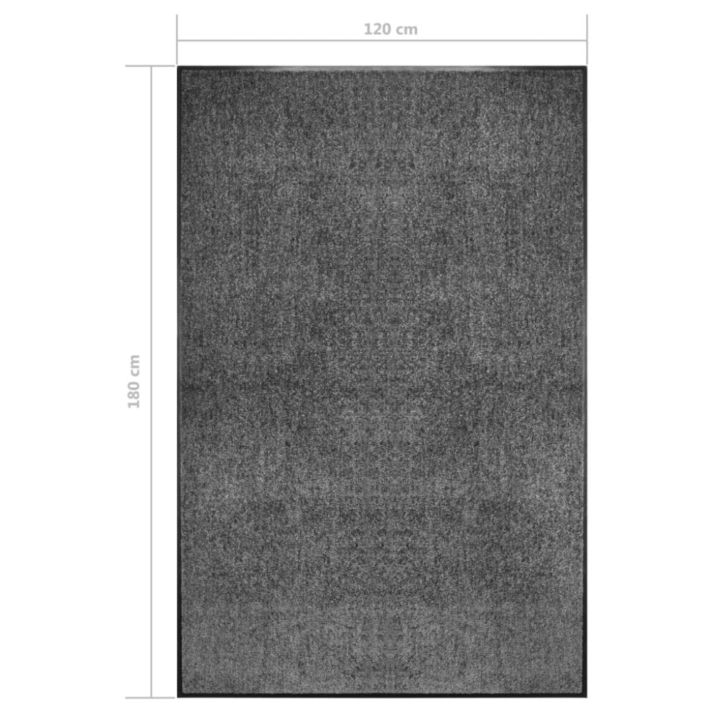 Produktbild för Dörrmatta antracit tvättbar 120x180 cm