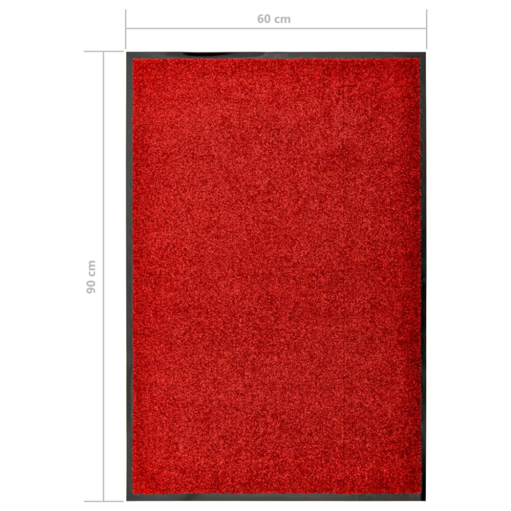Produktbild för Dörrmatta tvättbar röd 60x90 cm