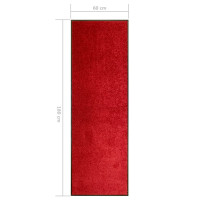 Produktbild för Dörrmatta tvättbar röd 60x180 cm