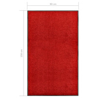 Produktbild för Dörrmatta tvättbar röd 90x150 cm