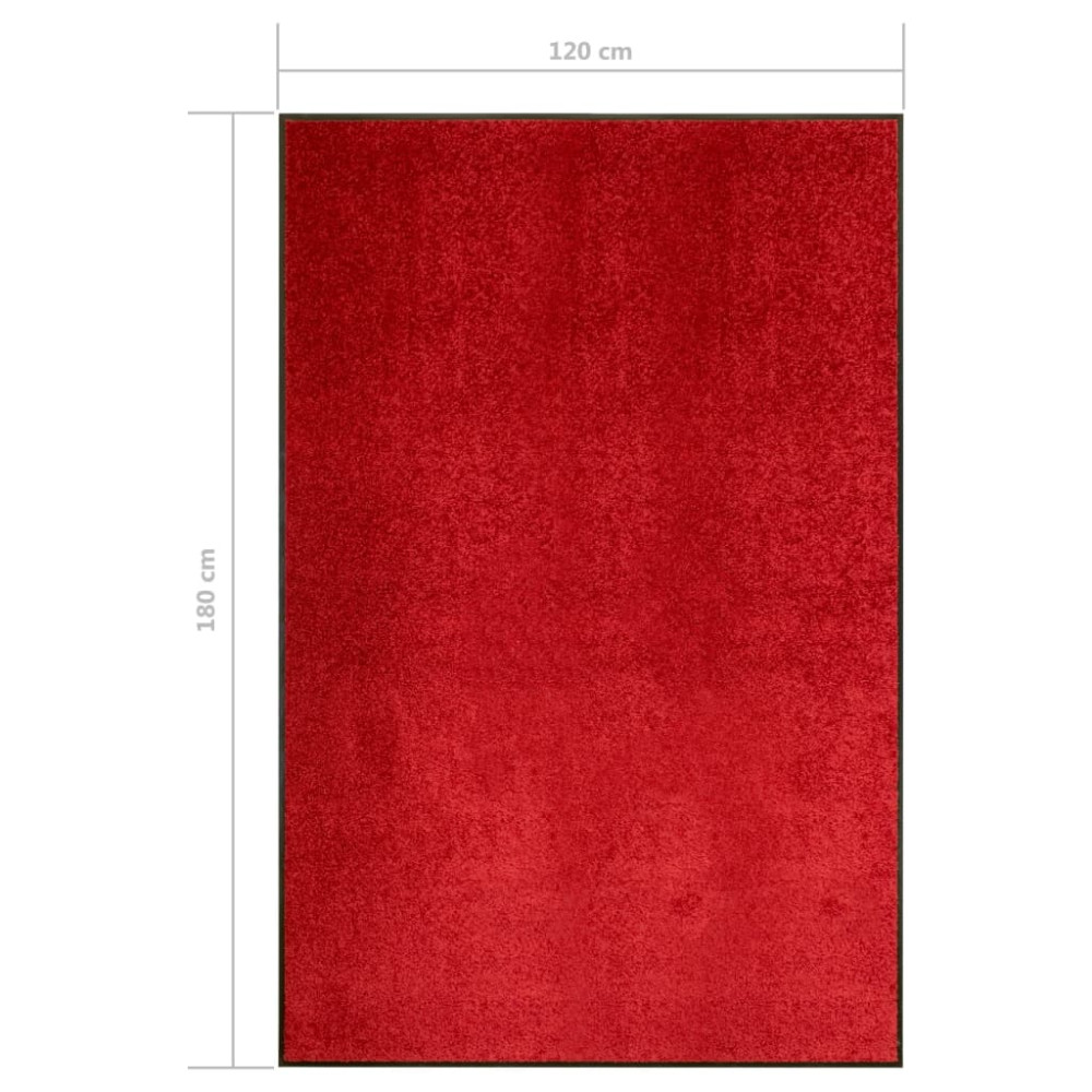 Produktbild för Dörrmatta tvättbar röd 120x180 cm