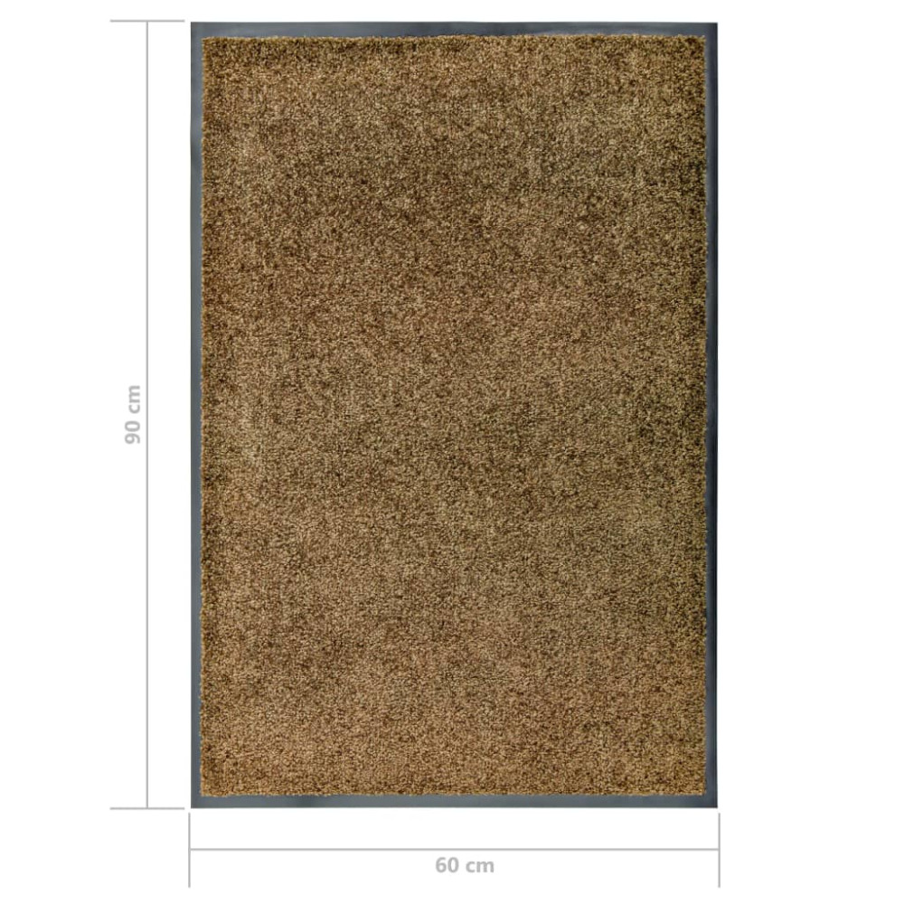 Produktbild för Dörrmatta tvättbar brun 60x90 cm