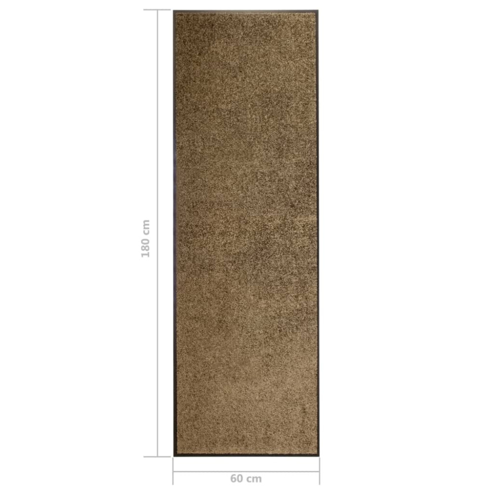 Produktbild för Dörrmatta tvättbar brun 60x180 cm