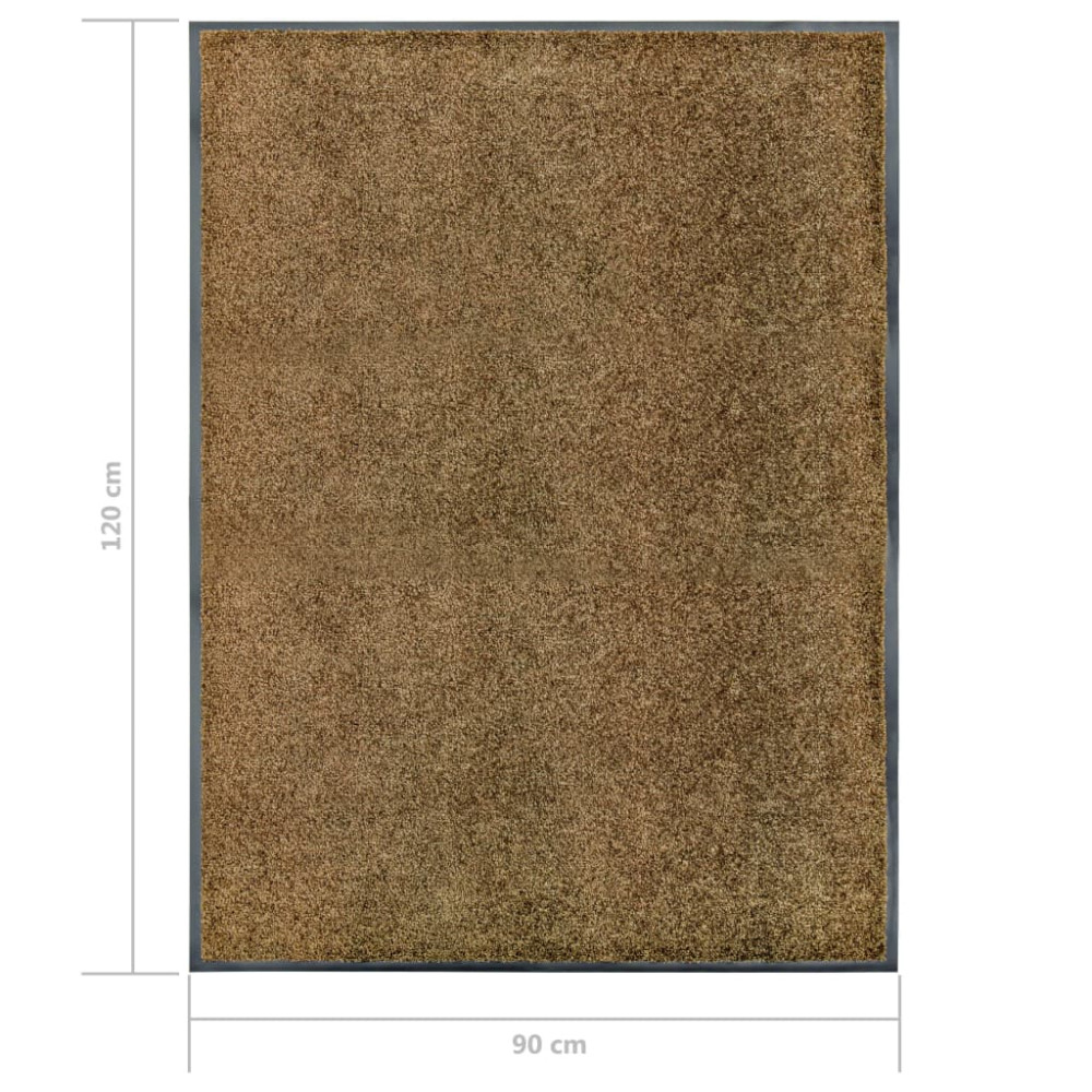 Produktbild för Dörrmatta tvättbar brun 90x120 cm