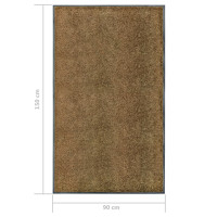 Produktbild för Dörrmatta tvättbar brun 90x150 cm