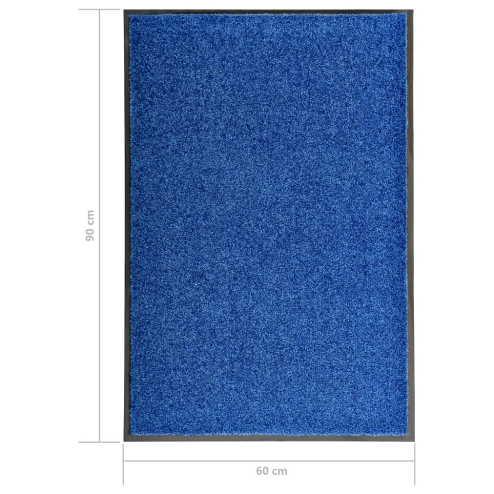 Produktbild för Dörrmatta tvättbar blå 60x90 cm