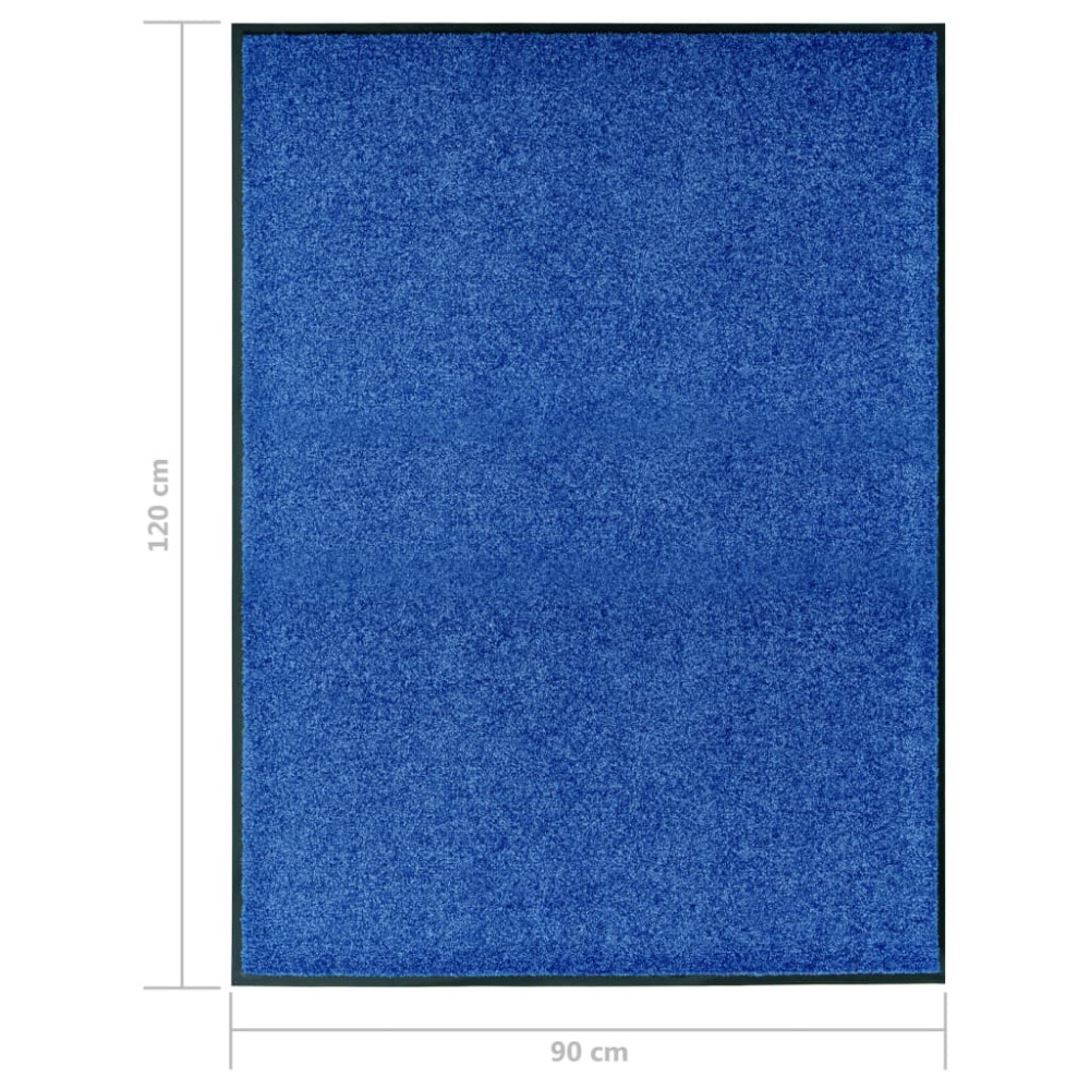 Produktbild för Dörrmatta tvättbar blå 90x120 cm