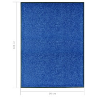 Produktbild för Dörrmatta tvättbar blå 90x120 cm