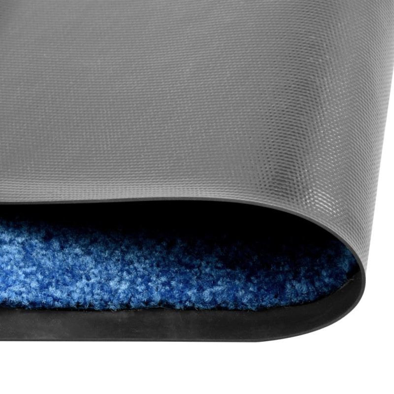 Produktbild för Dörrmatta tvättbar blå 90x150 cm