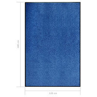 Produktbild för Dörrmatta tvättbar blå 120x180 cm