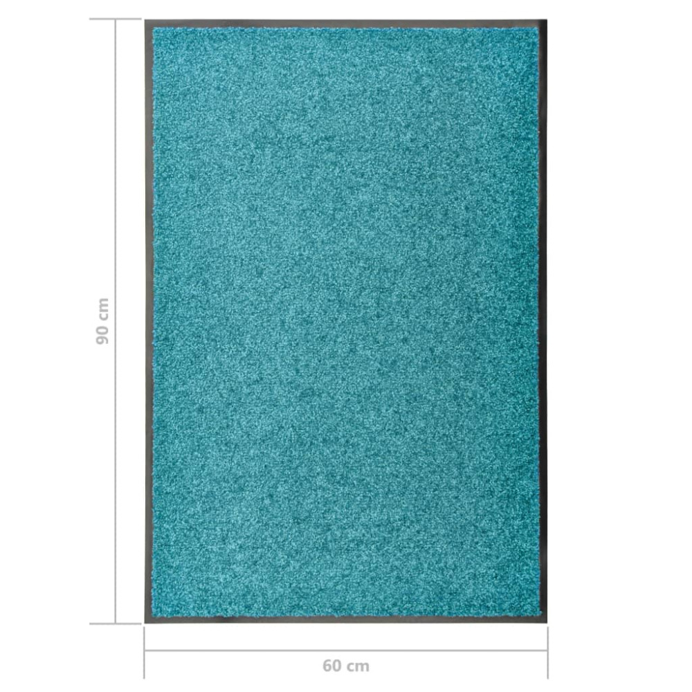 Produktbild för Dörrmatta tvättbar cyan 60x90 cm