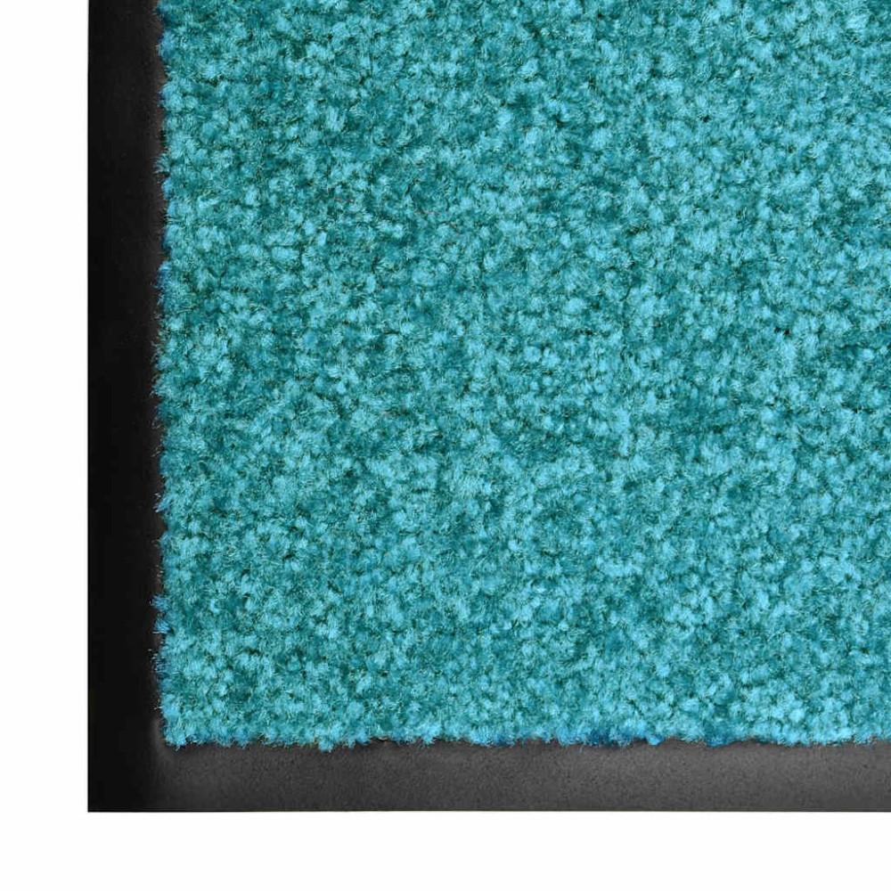 Produktbild för Dörrmatta tvättbar cyan 60x180 cm