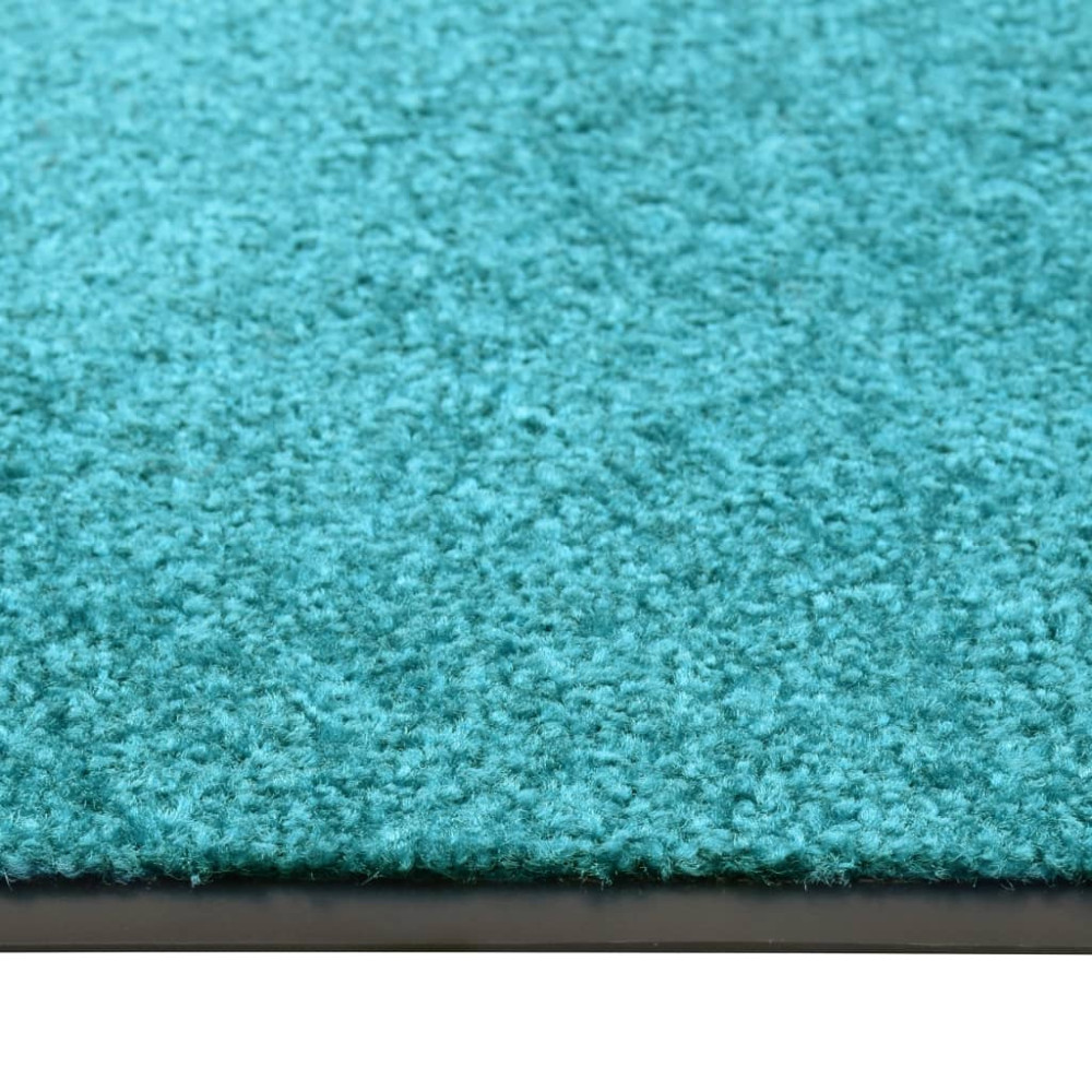 Produktbild för Dörrmatta tvättbar cyan 90x120 cm