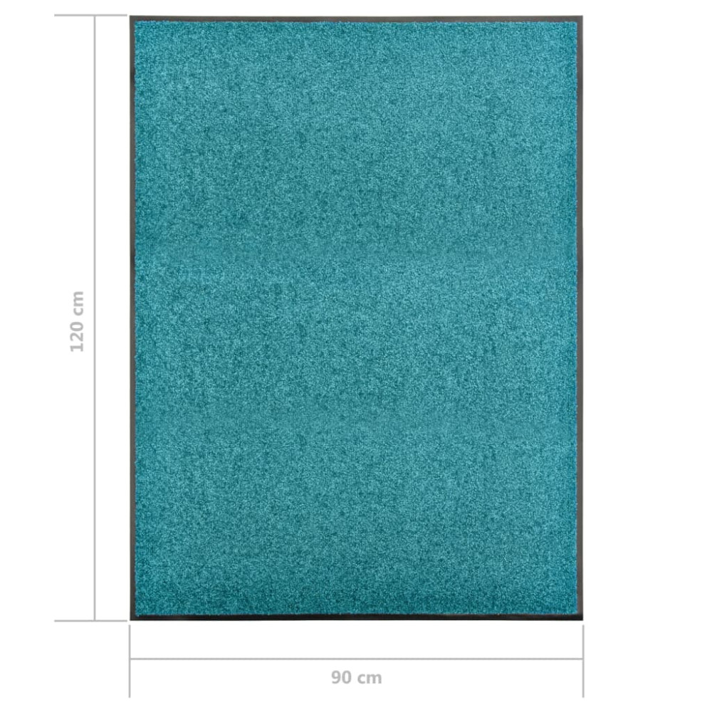 Produktbild för Dörrmatta tvättbar cyan 90x120 cm