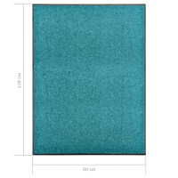 Produktbild för Dörrmatta tvättbar cyan 90x120 cm