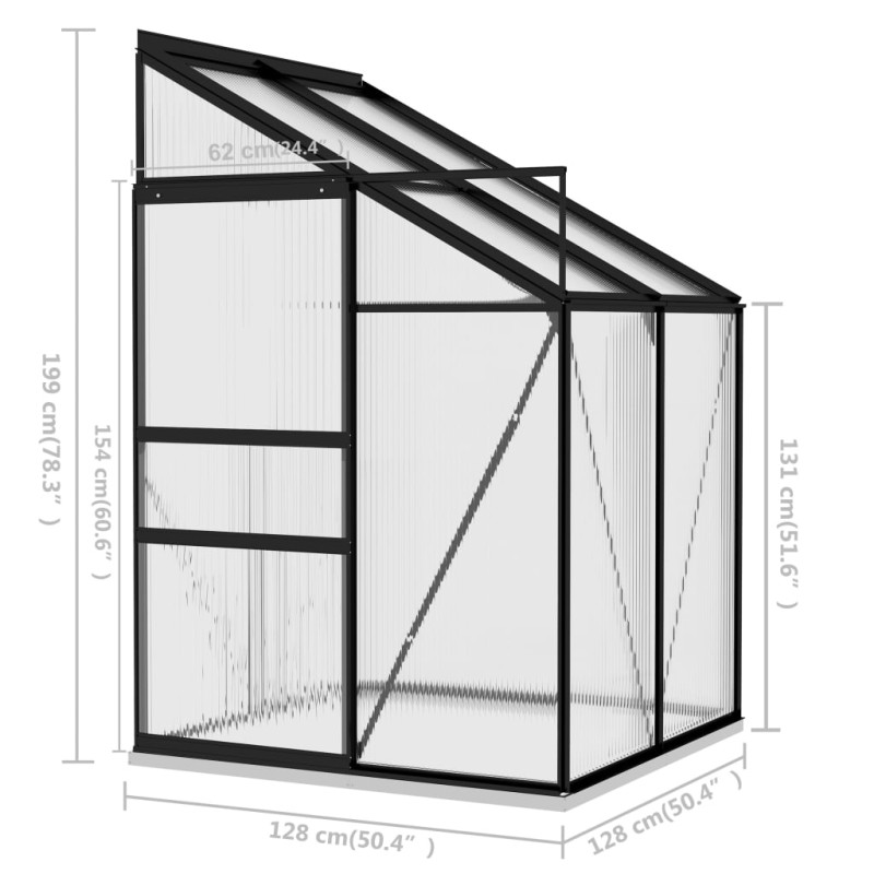 Produktbild för Växthus antracit aluminium 2,7 m³