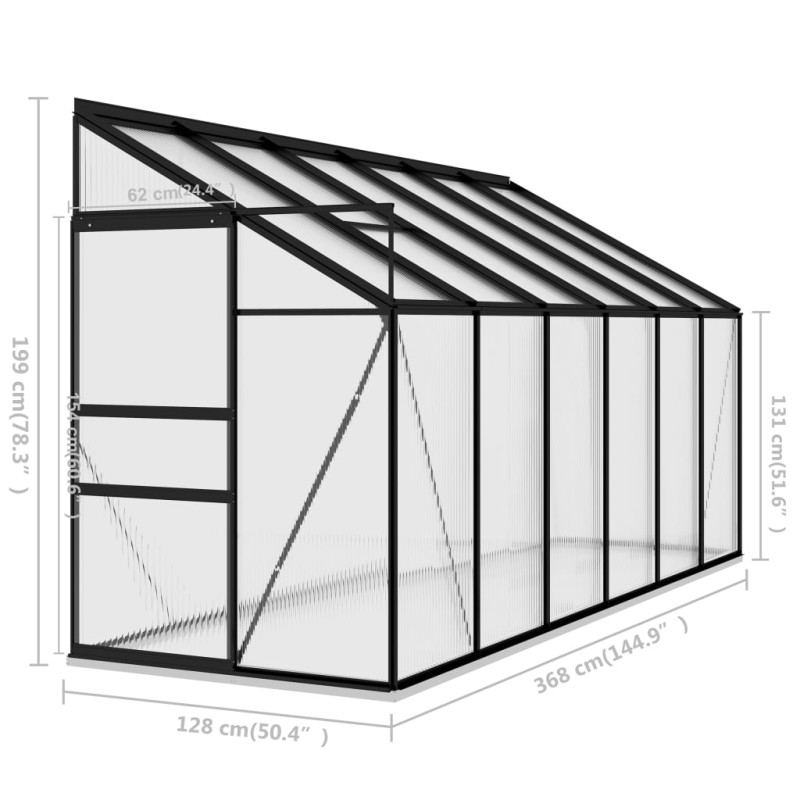 Produktbild för Växthus antracit aluminium 7,77 m³