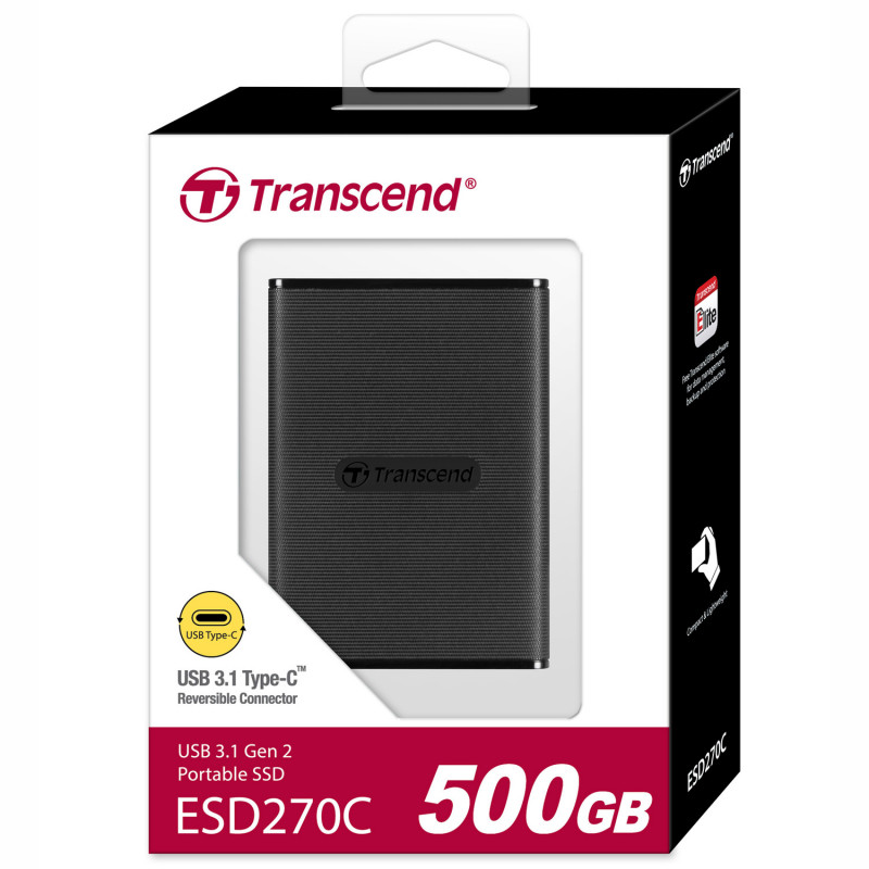 Produktbild för Portabel SSD ESD270C USB-C 500GB (R520/W460) Svart