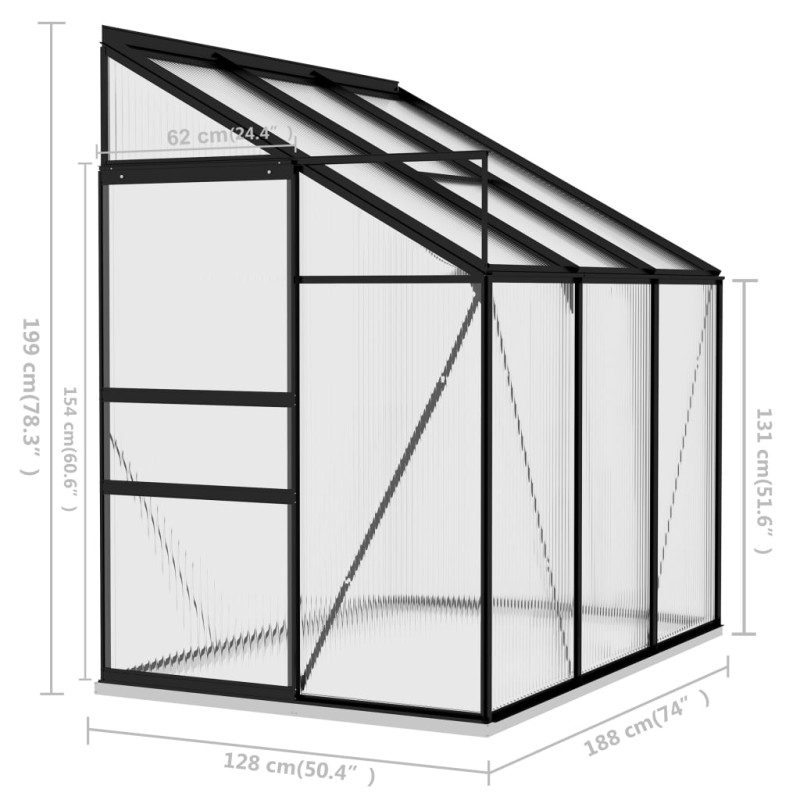 Produktbild för Växthus antracit aluminium 3,97 m³