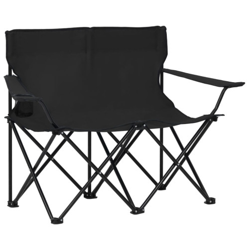 vidaXL 2-sits hopfällbar campingstol stål och tyg svart