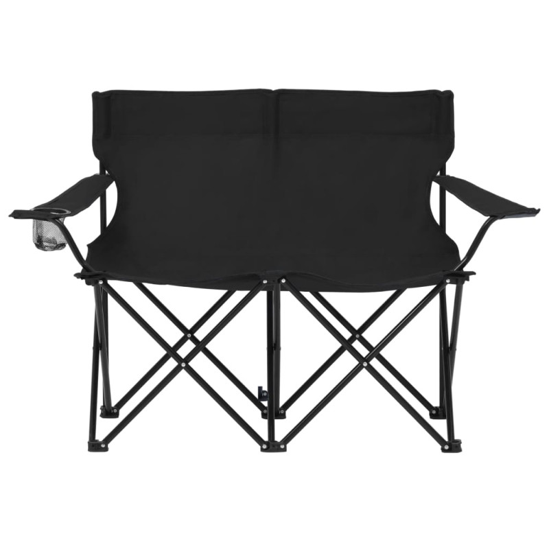 Produktbild för 2-sits hopfällbar campingstol stål och tyg svart