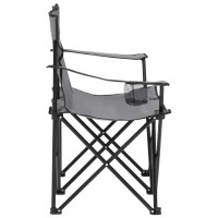 Miniatyr av produktbild för 2-sits hopfällbar campingstol stål och tyg grå
