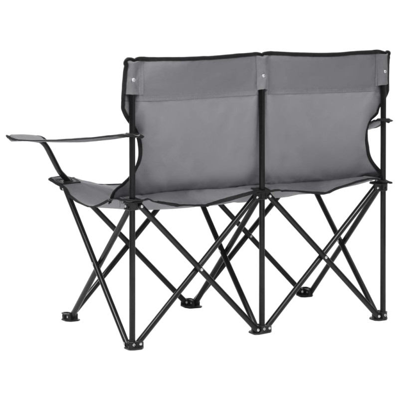 Produktbild för 2-sits hopfällbar campingstol stål och tyg grå