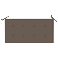 Produktbild för Trädgårdsbänk med taupe dyna 112 cm massiv teak