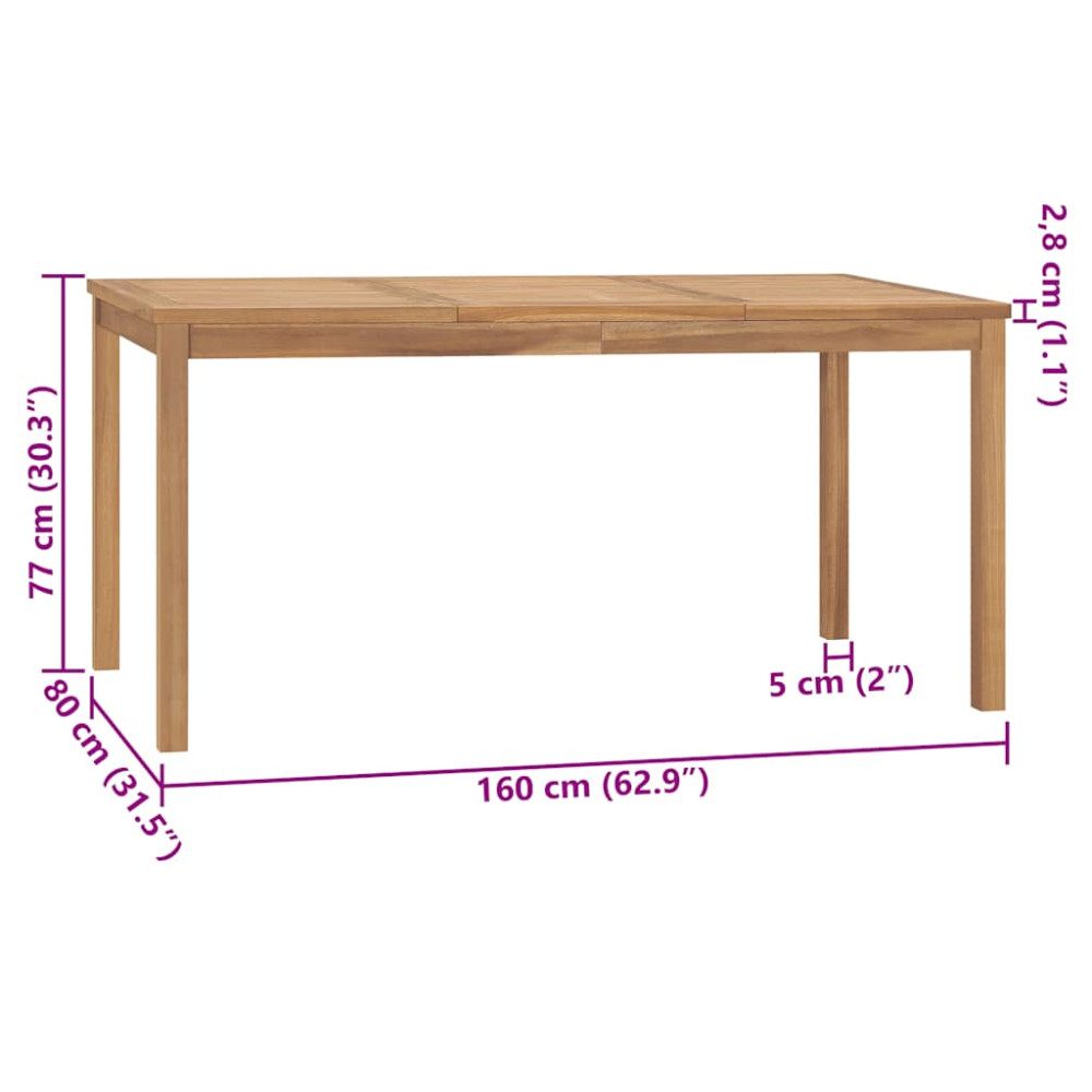 Produktbild för Trädgårdsbord 160x80x77 cm massiv teak