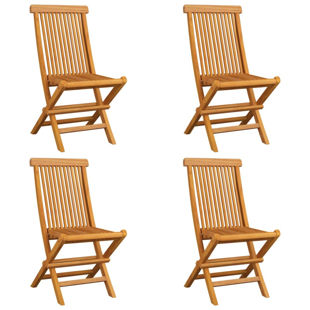 Produktbild för Trädgårdsstolar med röda dynor 4 st massiv teak