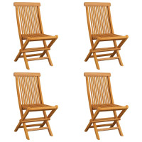 Produktbild för Trädgårdsstolar med röda dynor 4 st massiv teak