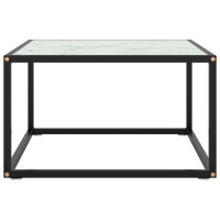 Produktbild för Soffbord svart med vit marmor glas 60x60x35 cm