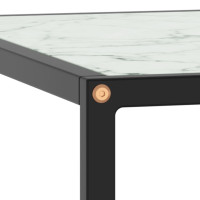 Produktbild för Soffbord svart med vit marmor glas 60x60x35 cm