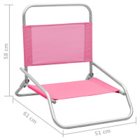 Produktbild för Hopfällbara strandstolar 2 st rosa tyg