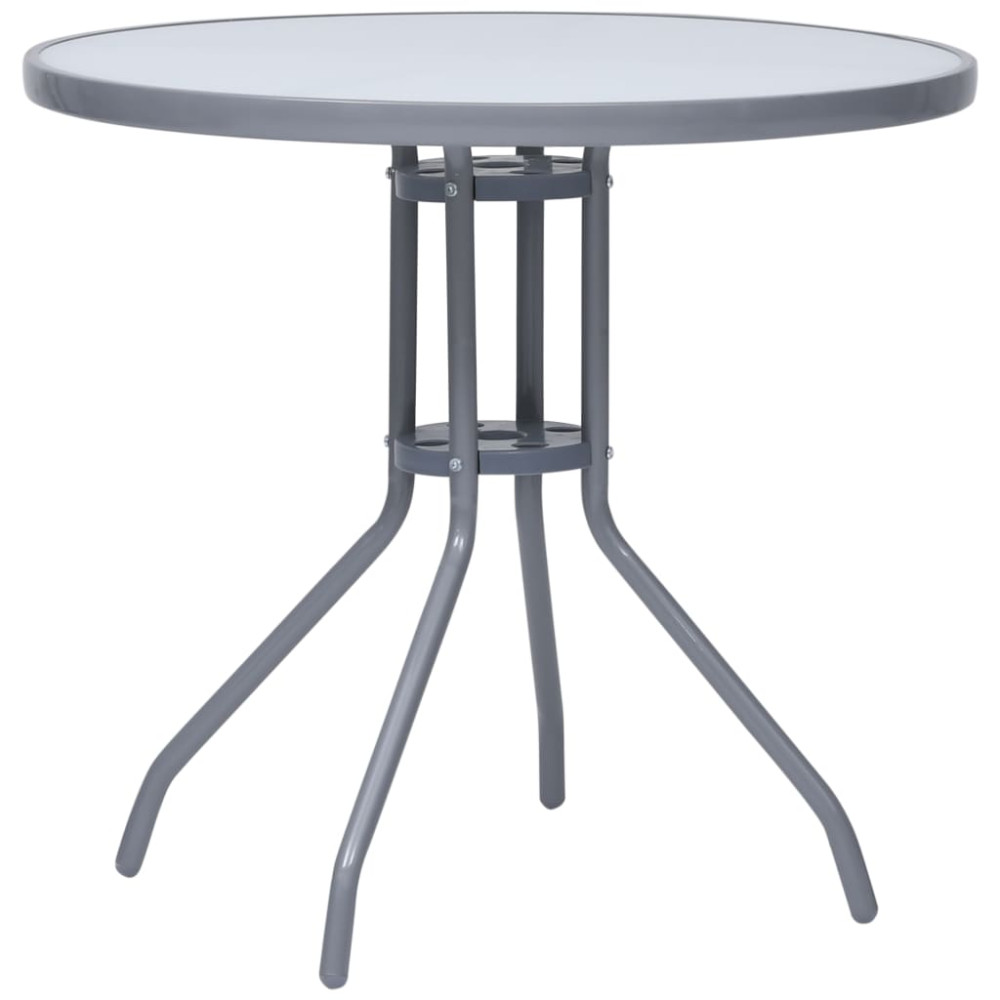 Produktbild för Trädgårdsbord ljusgrå 80 cm stål och glas