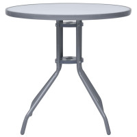 Produktbild för Trädgårdsbord ljusgrå 80 cm stål och glas