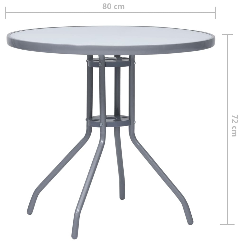 Produktbild för Trädgårdsbord ljusgrå 80 cm stål och glas