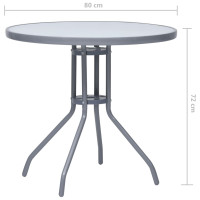 Produktbild för Trädgårdsbord ljusgrå 80 cm stål och glas