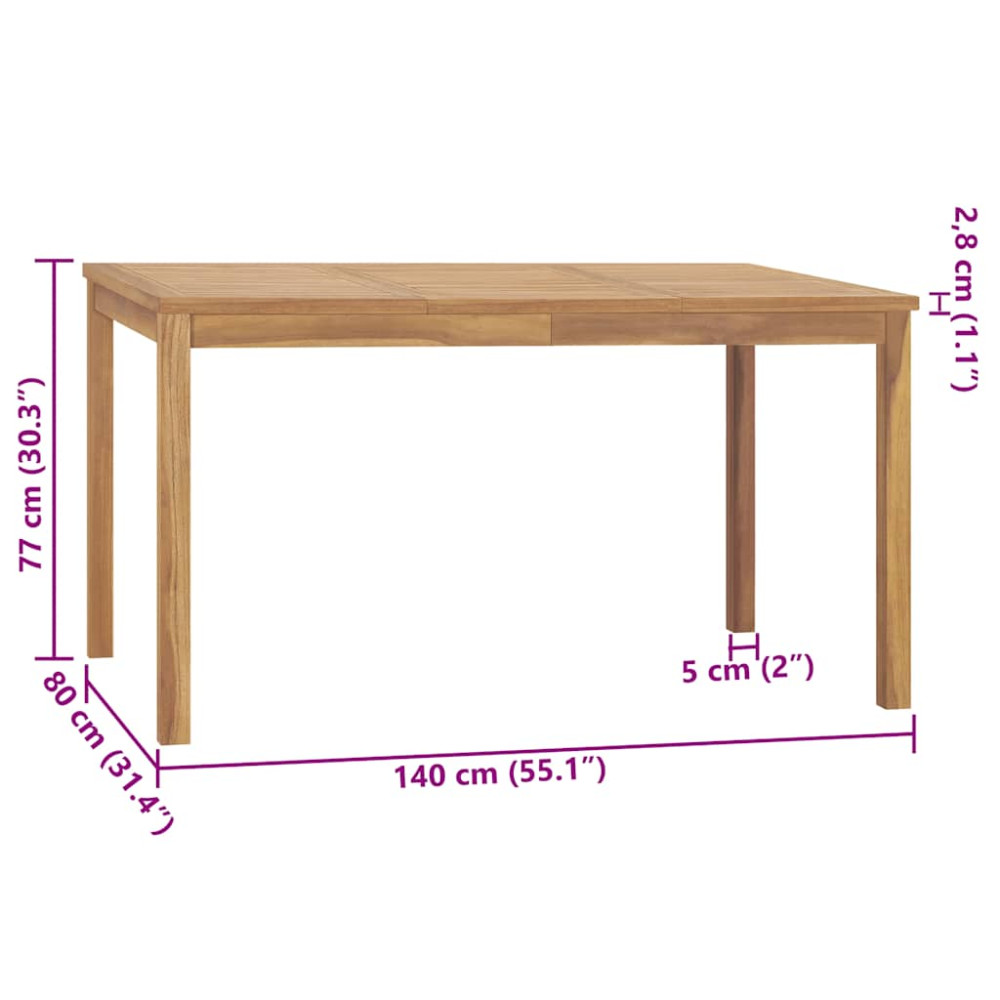 Produktbild för Trädgårdsbord 140x80x77 cm massiv teak