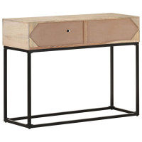 Produktbild för Konsolbord 100x35x76 cm massivt mangoträ och naturlig rotting