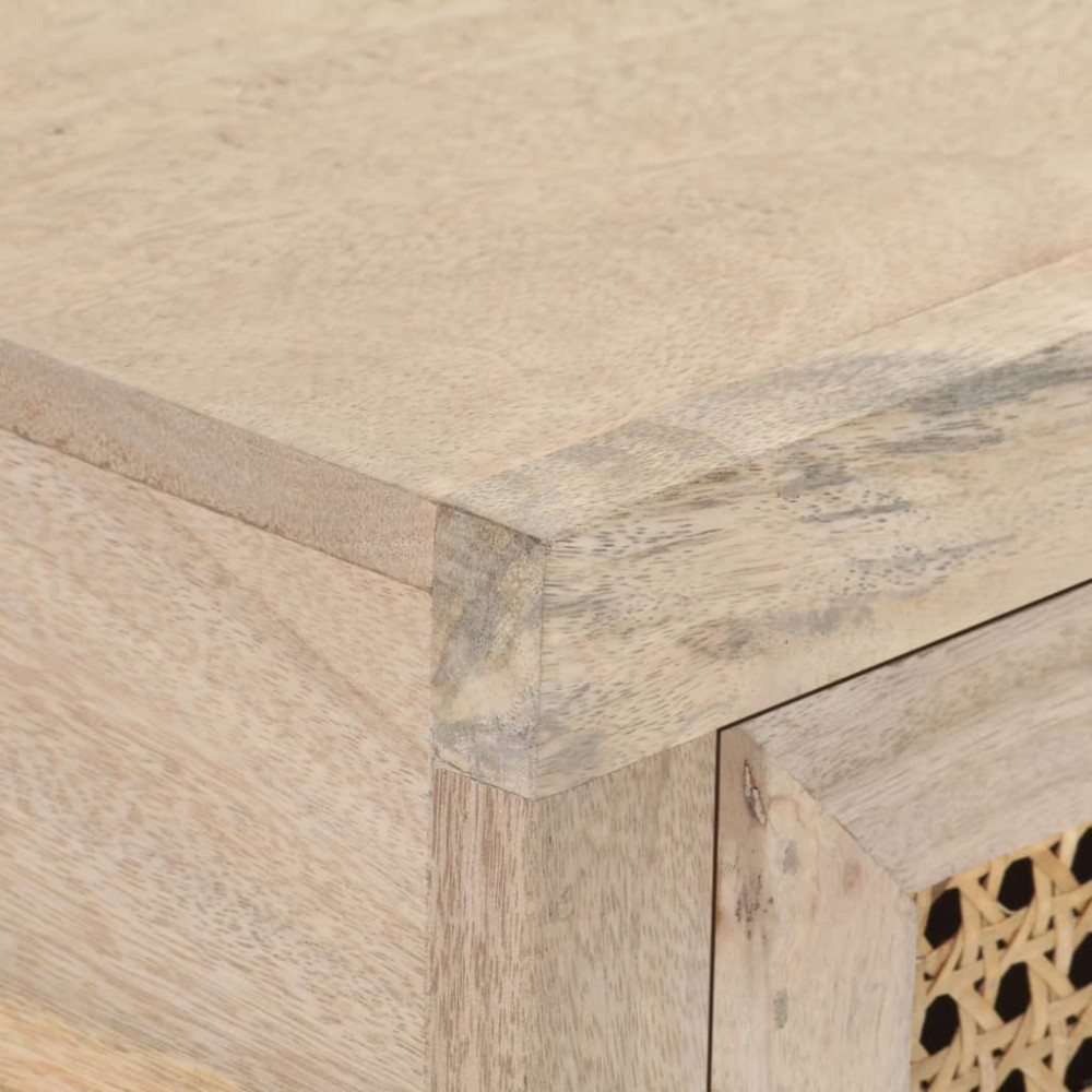 Produktbild för Konsolbord 100x35x76 cm massivt mangoträ och naturlig rotting
