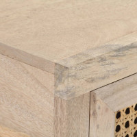 Produktbild för Konsolbord 100x35x76 cm massivt mangoträ och naturlig rotting