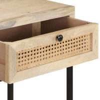 Produktbild för Konsolbord 100x35x76 cm massivt mangoträ och naturlig rotting