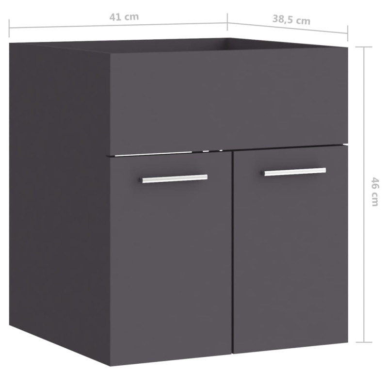 Produktbild för Tvättställsskåp grå 41x38,5x46 cm konstruerat trä