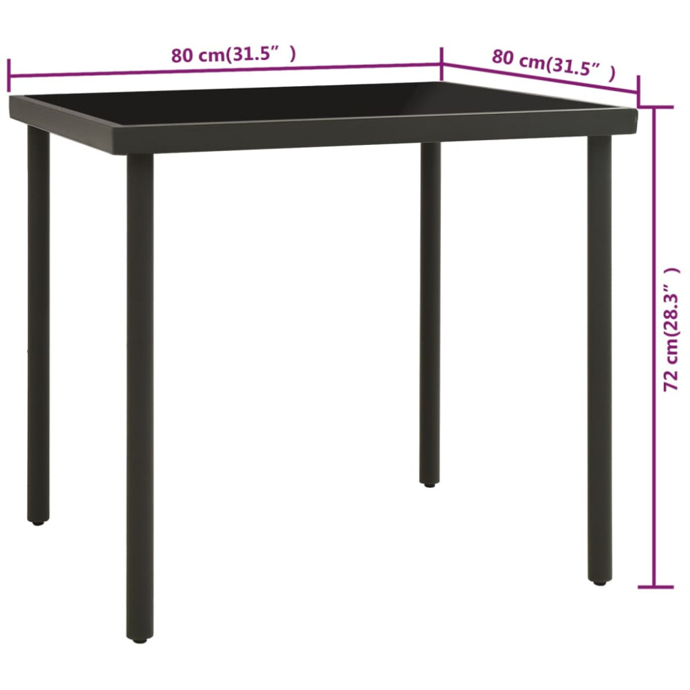 Produktbild för Matbord för trädgården antracit 80x80x72 cm glas och stål