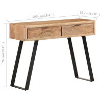 Produktbild för Avlastningsbord 100x35x76 cm massivt akaciaträ med levande kant