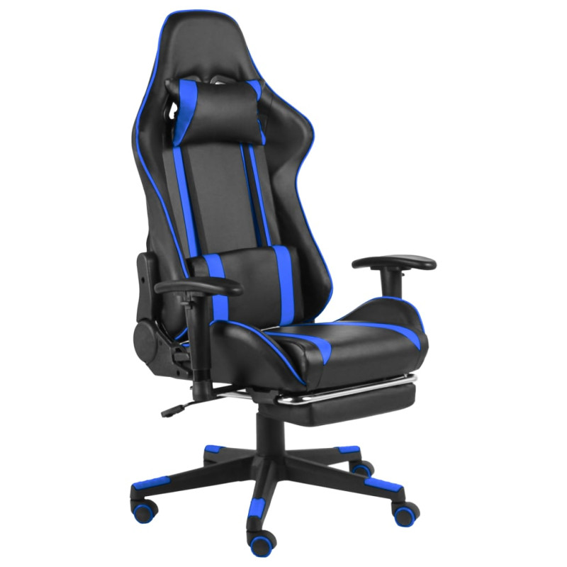 Produktbild för Snurrbar gamingstol med fotstöd blå PVC
