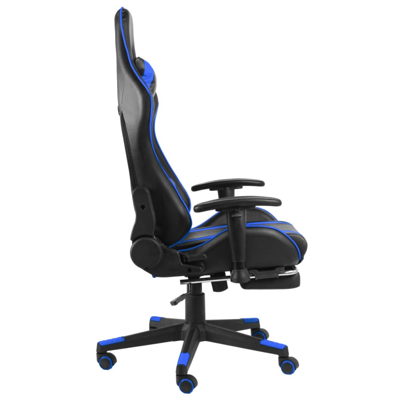 Produktbild för Snurrbar gamingstol med fotstöd blå PVC