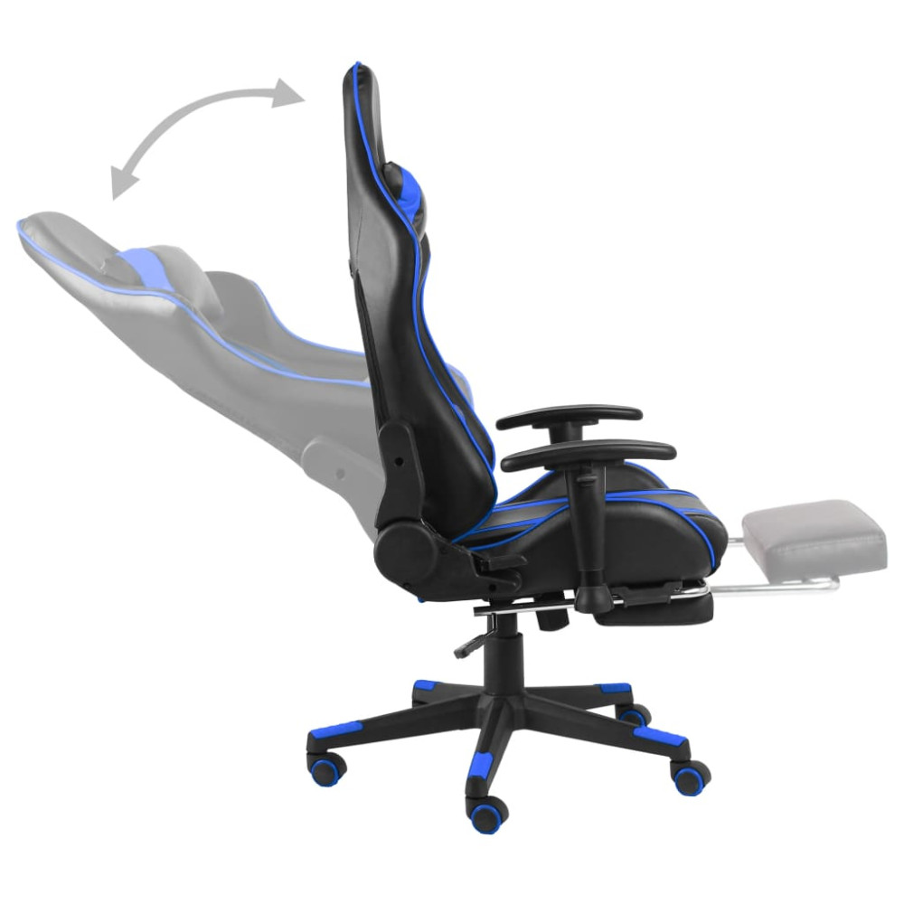 Produktbild för Snurrbar gamingstol med fotstöd blå PVC